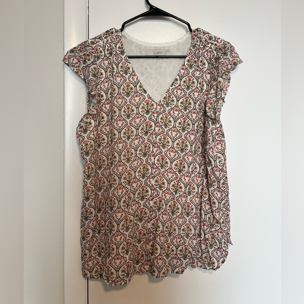 LOFT Women's Patterned Blouse - Red and Brown